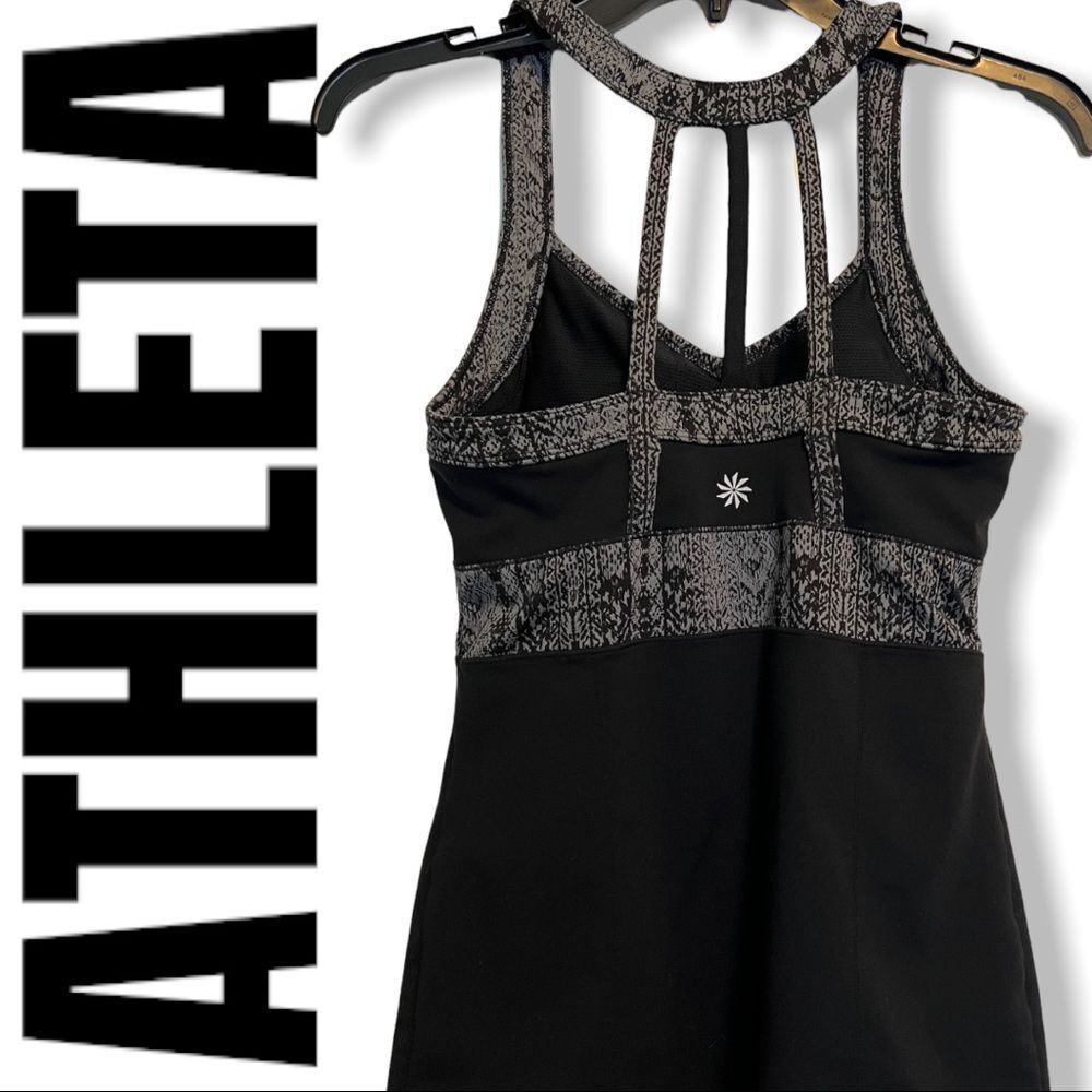 Athleta Prisma XS tank black gray athletic straps EUC